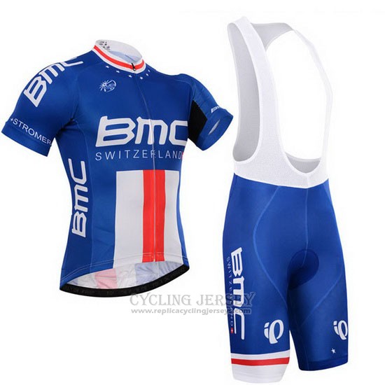 2015 Cycling Jersey BMC Champion The United States Blue Short Sleeve and Bib Short